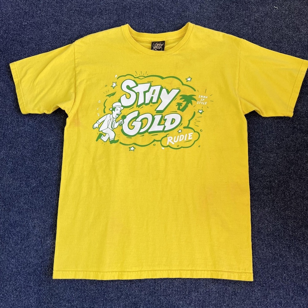 Vintage Benny Gold Rudie Shirt Mens Medium‎ Yellow Stay Gold Graphic Tee T-Shirt
